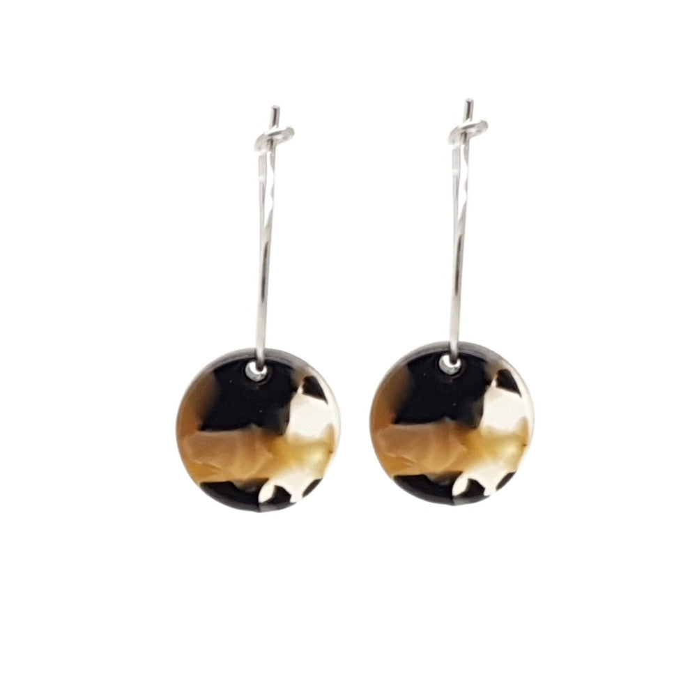 Oorbellen RVS - Rond bruin zwart zilver | MYKK Jewelry