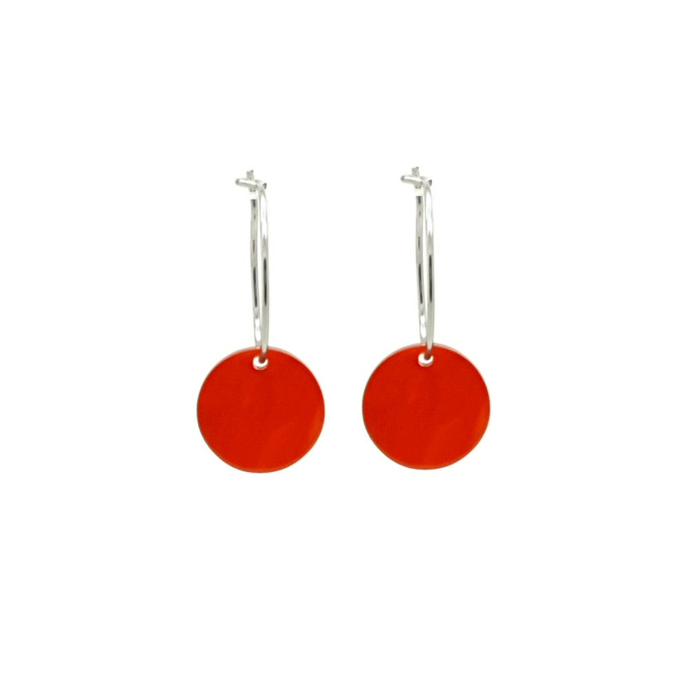 Oorbellen RVS - Rond oranje rood zilver | MYKK Jewelry