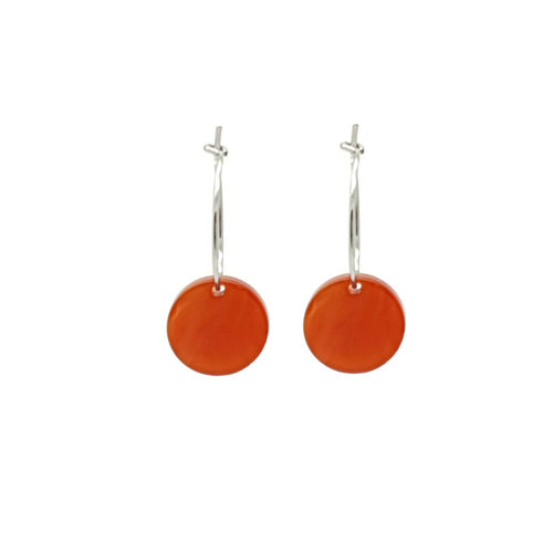 Oorbellen RVS - Rond oranje zilver | MYKK Jewelry