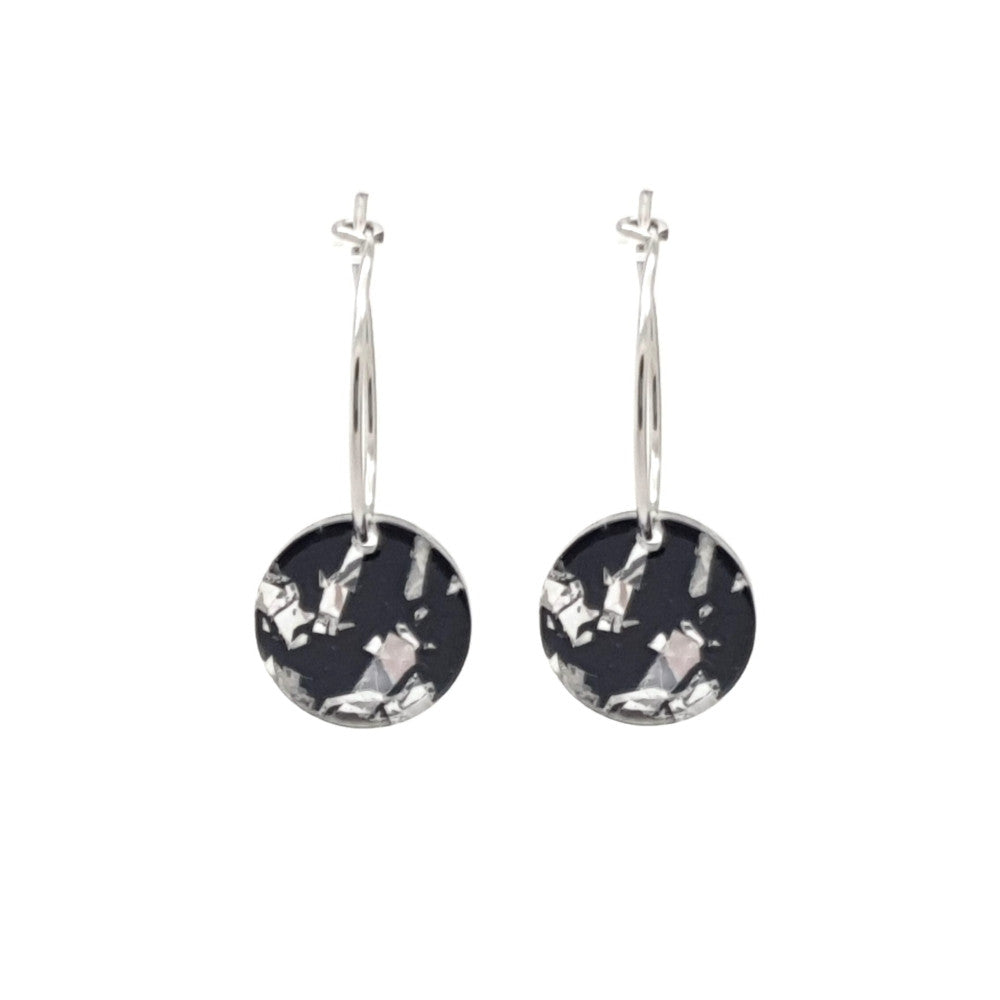 Oorbellen RVS - Rond zilver zwart zilver | MYKK Jewelry