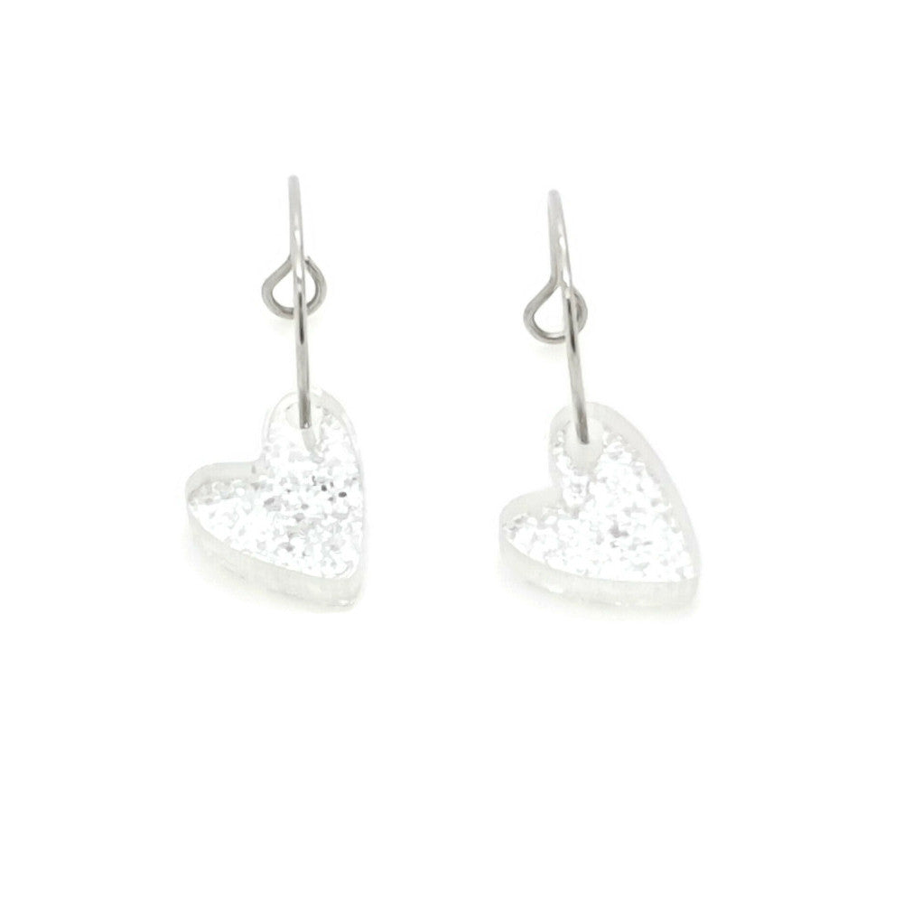 MYKK Jewelry | RVS oorbellen hart plexi zilver