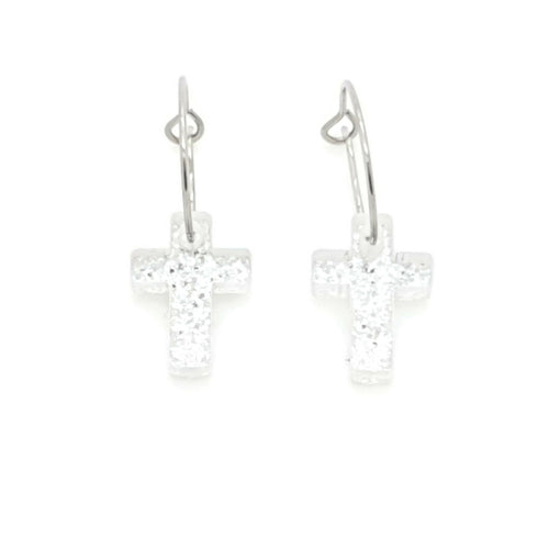 MYKK Jewelry | Oorbellen RVS - Kruis zilver