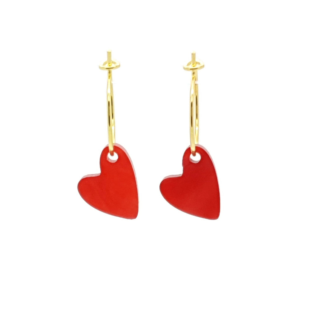 MYKK Jewelry | Oorbellen RVS - Hart rood goud