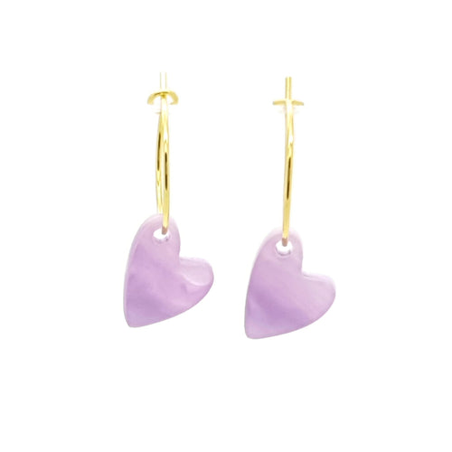 MYKK Jewelry | Oorbellen RVS - Hart lila goud