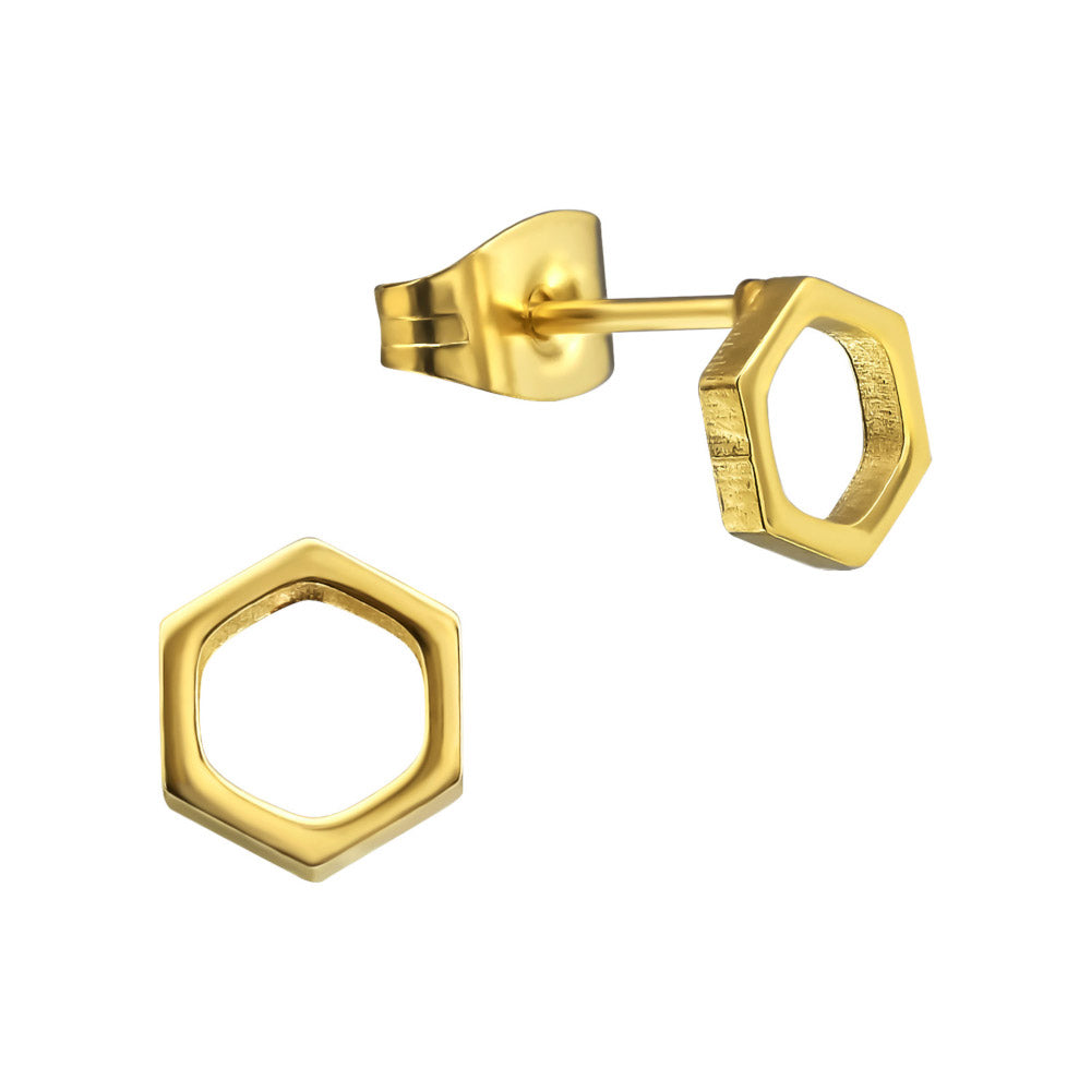 MYKK Jewelry | Oorbellen RVS - Zeshoek goud