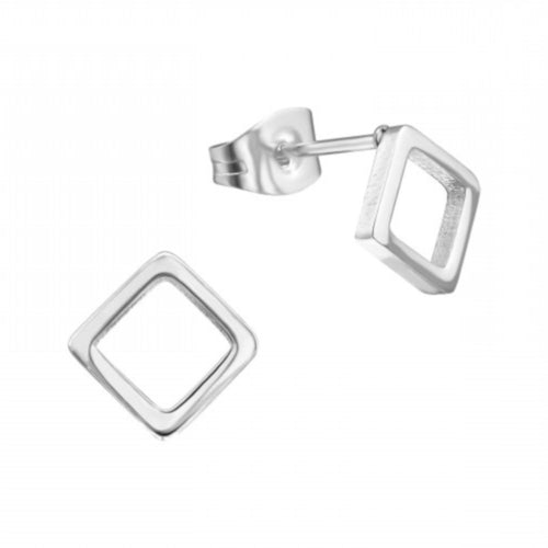 MYKK Jewelry | Oorbellen RVS - Vierkant open zilver