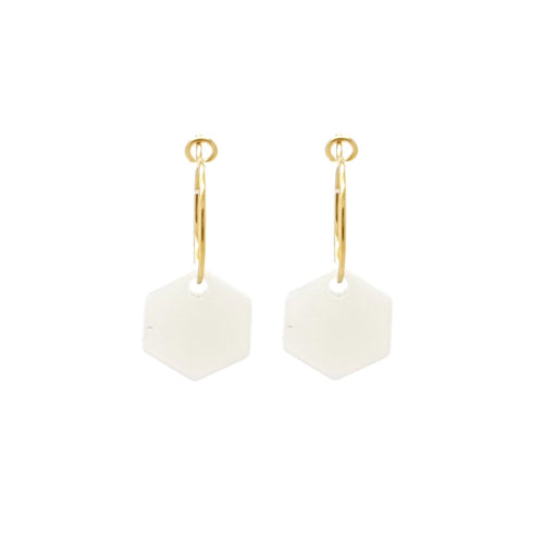 MYKK Jewelry | Oorbellen RVS - Hexagon parel goud
