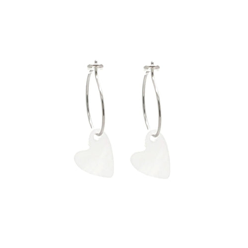 MYKK Jewlery Oorbellen RVS - Hart parelmoer zilver