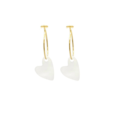 Oorbellen RVS - Hart parelmoer goud MYKK Jewelry