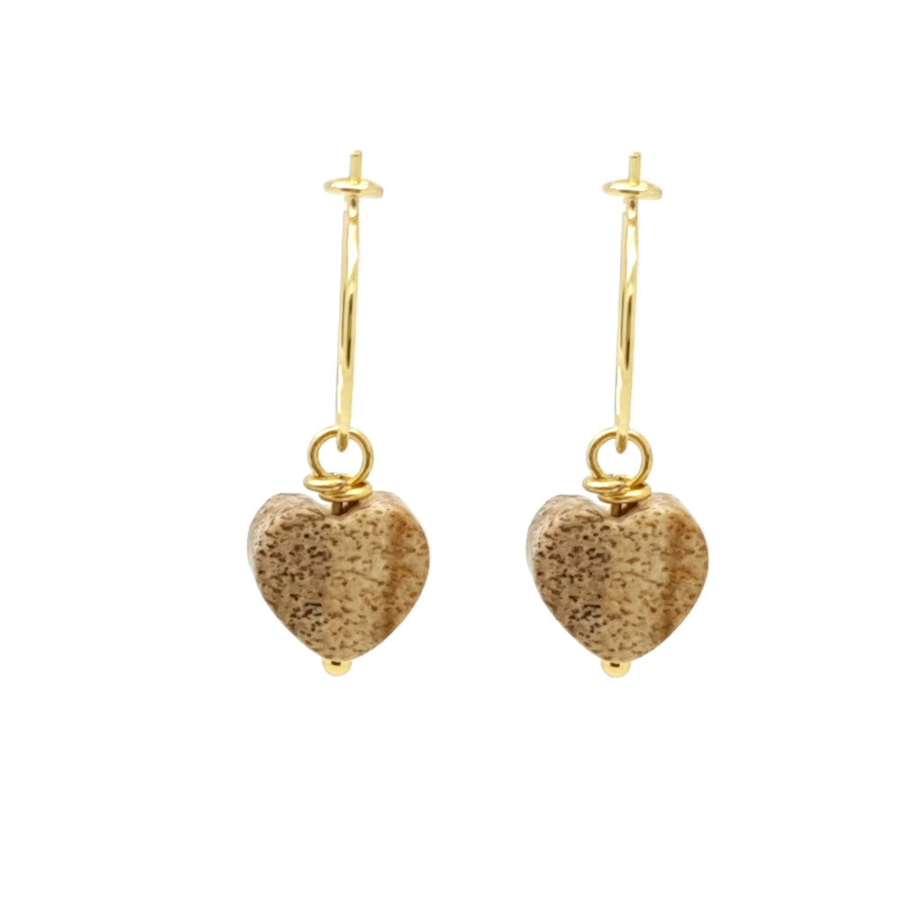Oorbellen RVS - Natuursteen zand goud | MYKK Jewelry