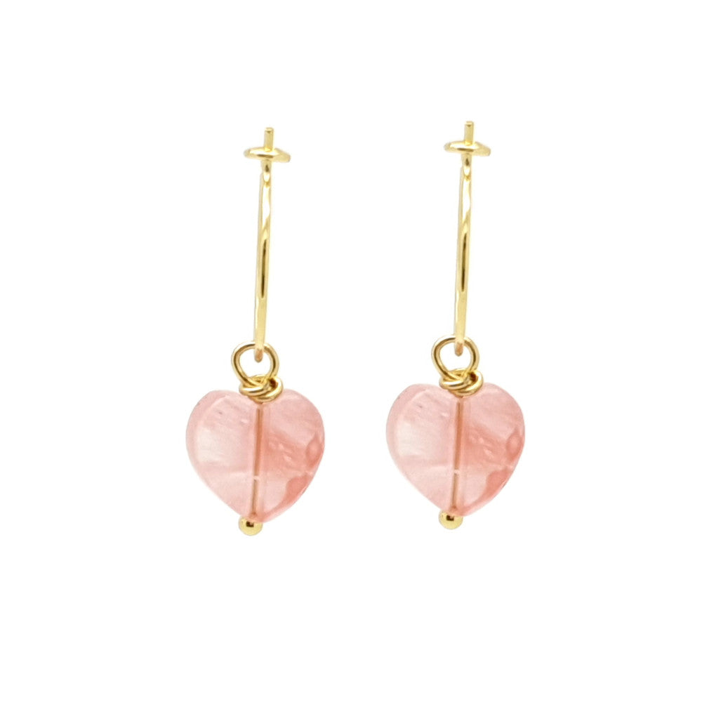 Oorbellen RVS - Glas koraal roze goud | MYKK Jewelry