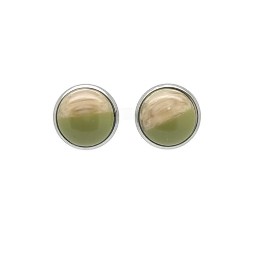 Oorbellen RVS - Resin mosgroen MYKK Jewelry