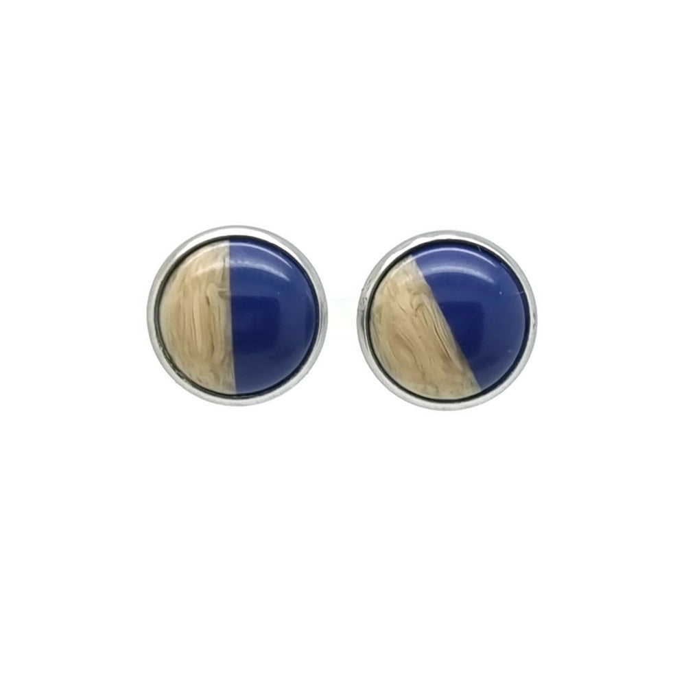 MYKK Jewelry Oorbellen RVS - Resin donkerblauw