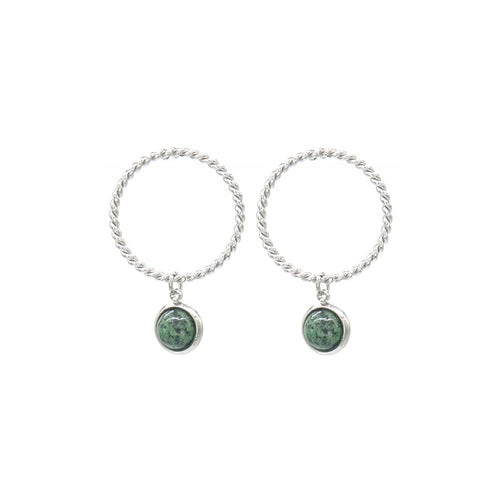 Oorbellen RVS - Steker rond natuursteen zilver MYKK Jewelry
