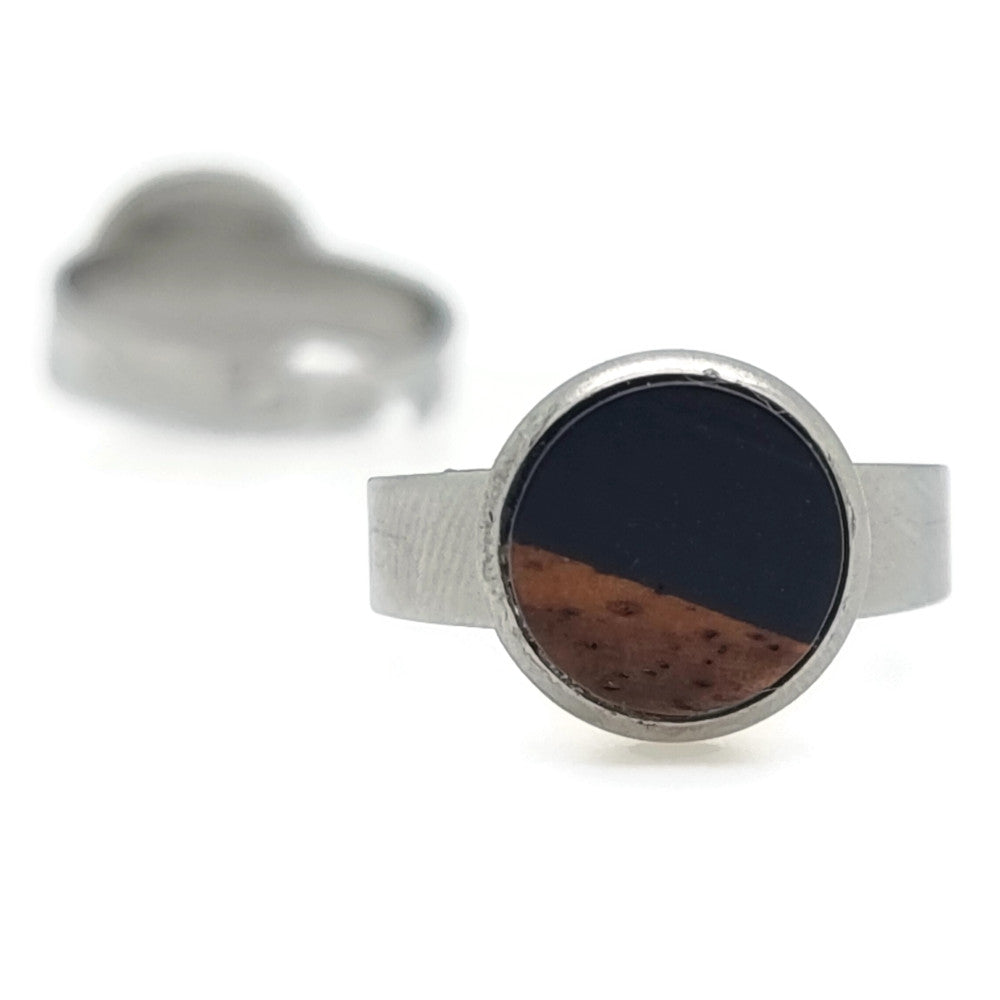 Ring RVS - Hout en resin zwart MYKK Jewelry