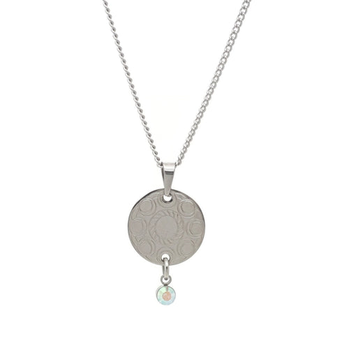 MYKK Jewelry | Sieraden RVS Zeeuwse knop ketting - Gegraveerde hanger kristal