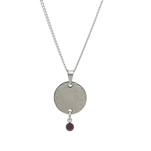 MYKK Jewelry | Sieraden RVS Zeeuwse knop ketting - Gegraveerde hanger paars
