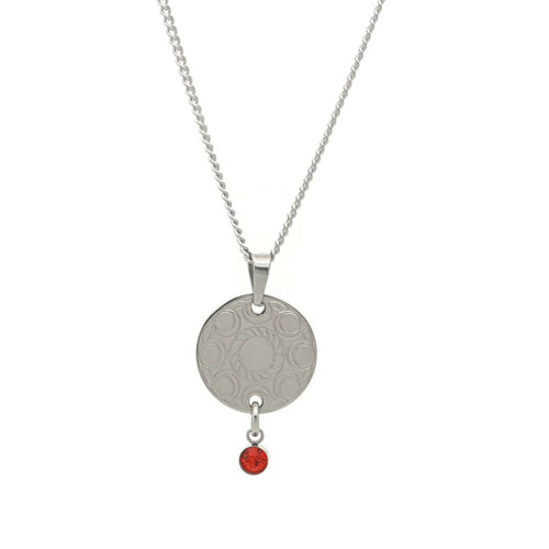 MYKK Jewelry | Sieraden RVS Zeeuwse knop ketting - Gegraveerde hanger rood