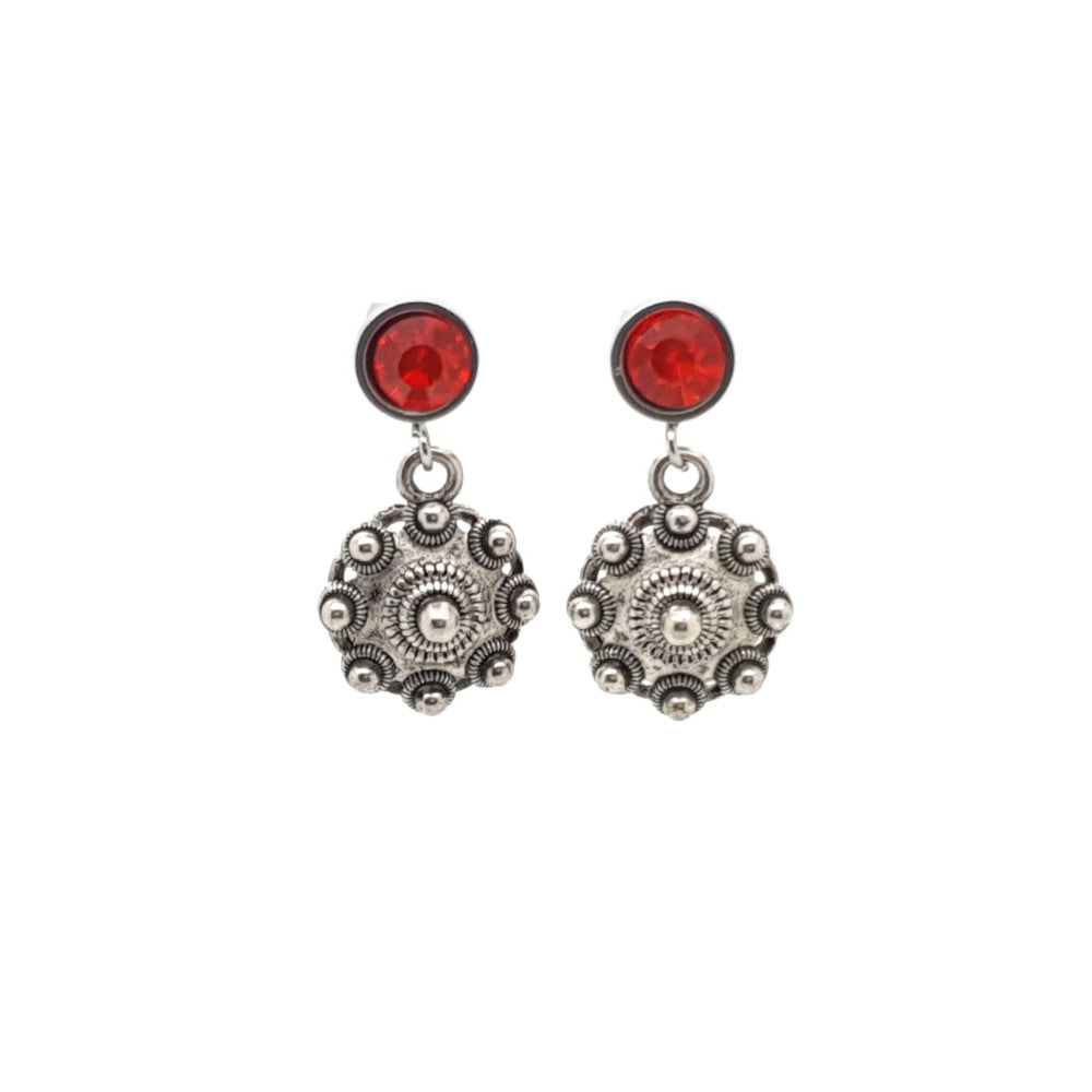 MYKK Jewelry | Sieraden Zeeuwse knop oorbellen - Rood