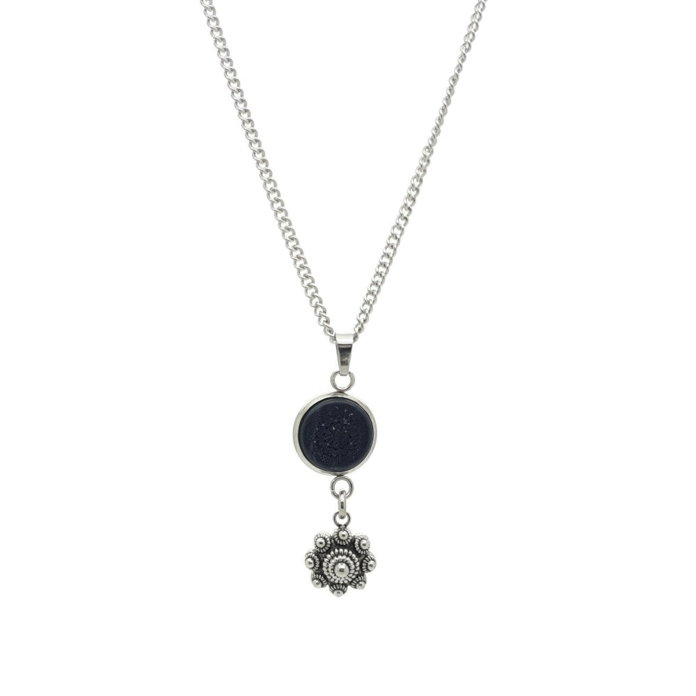 MYKK Jewelry | Sieraden RVS Zeeuwse knop ketting - Mandala zwart