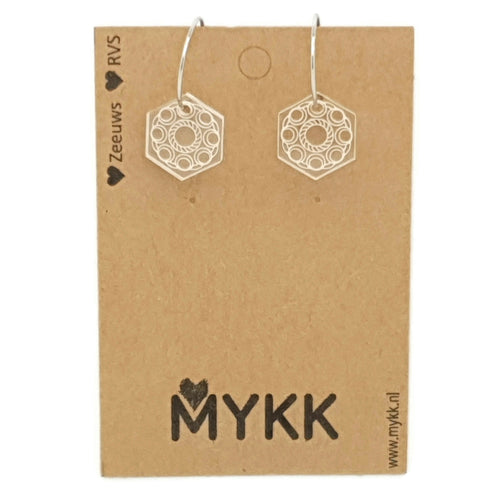 MYKK Jewelry | Sieraden RVS Zeeuwse knop oorbellen - Acryl zilver