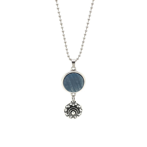 Zeeuwse knop ketting - Gekleurde hanger blauwgrijs | MYKK Jewelry