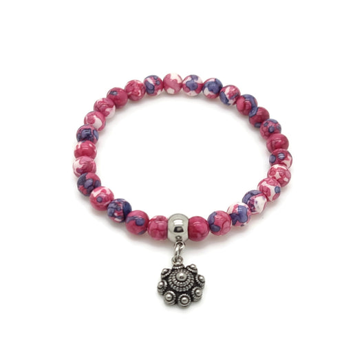 RVS Zeeuwse knop armband - Natuursteen magenta paars roze | MYKK Jewelry