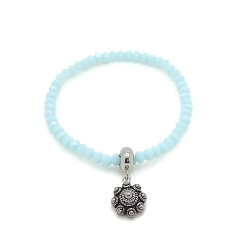 RVS Zeeuwse knop armband - Facet lichtblauw | MYKK Jewelry