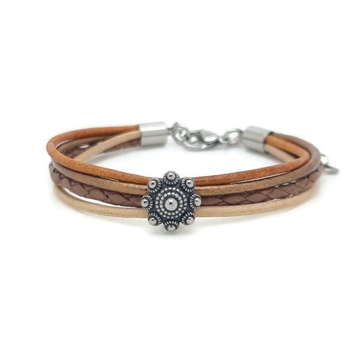RVS Zeeuwse knop armband - Vintage bruin en koper MYKK Jewelry
